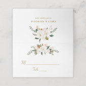 Witte magnolia bloemenbruiloft plaatskaartje (Buitenkant ongevouwen)