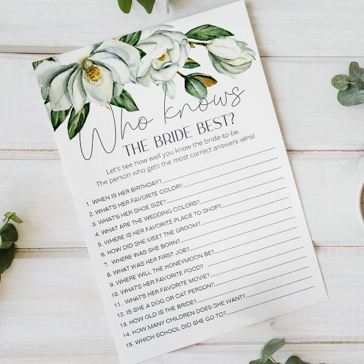Witte Magnolia Bloemenspel Wie kent de bruid Flyer