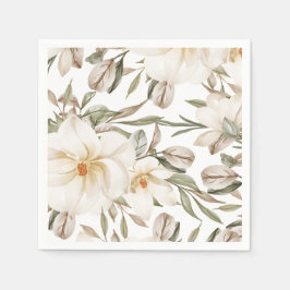 Witte Magnolia Bloemige Bruidsdouche Groene Decora Servet