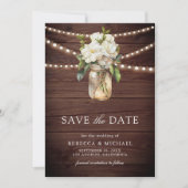 Witte Magnolia Bloemige Houten QR-code Trouwfoto Save The Date (Voorkant)