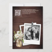 Witte Magnolia Bloemige Houten QR-code Trouwfoto Save The Date (Achterkant)