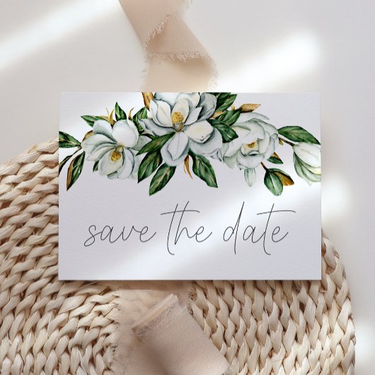 Witte Magnolia Bloemige Rustieke Bewaar de Datum Save The Date