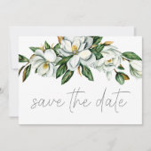 Witte Magnolia Bloemige Rustieke Bewaar de Datum Save The Date (Voorkant)
