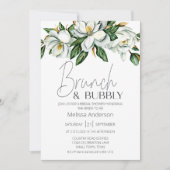 Witte Magnolia Bloemige Rustieke Bruiloftsbrunch Kaart (Voorkant)