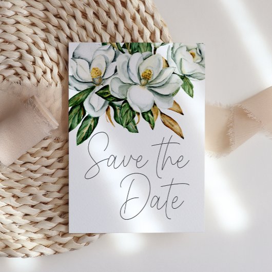 Witte Magnolia Bloemige Rustieke Stijl Save The Date