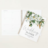 Witte Magnolia Bloemige Rustieke Trouwplanner Planner (Display)