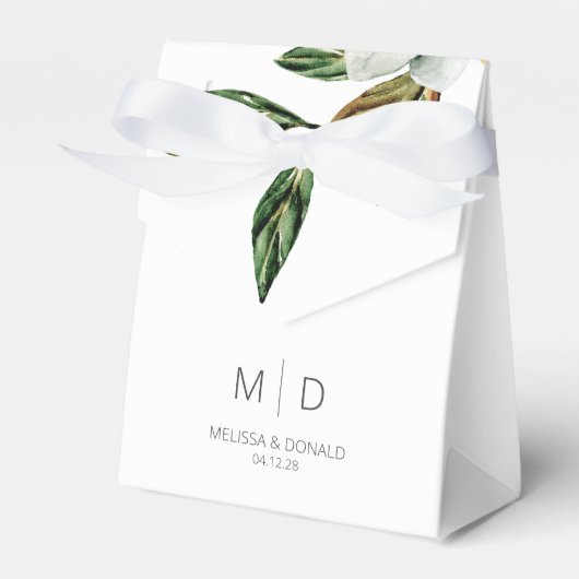 Witte Magnolia Bloemige Trouwcadeaudoos Bedankdoosjes (Voorkant Zijde)