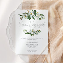Witte Magnolia Bloemrijke Rustieke Trouwkaart