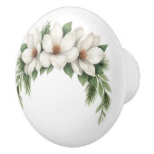 Witte Magnolia Bloesem Bloemengroen Keramische Knop (Rechts)