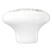 Witte Magnolia Bloesem Bloesem Groen Monogram Keramische Knop (Zijkant)