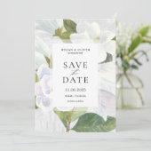 Witte Magnolia Bloesem Trouwkaart 'Save the Date' Save The Date (Staand voorkant)