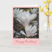 Witte Magnolia Bloesems Verjaardag Kaart (Gele Bloem)