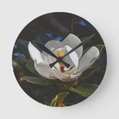 Witte Magnolia Bloom Muurklok Ronde Klok (Voorkant)
