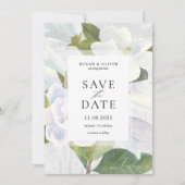 Witte Magnolia Blooms Wedding Save the Date Kaart (Voorkant)