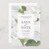 Witte Magnolia Blooms Wedding Save the Date Kaart (Voorkant / Achterkant)