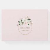 Witte Magnolia Blush Bloemengoud Quinceañera Gastenboek (Achterkant)