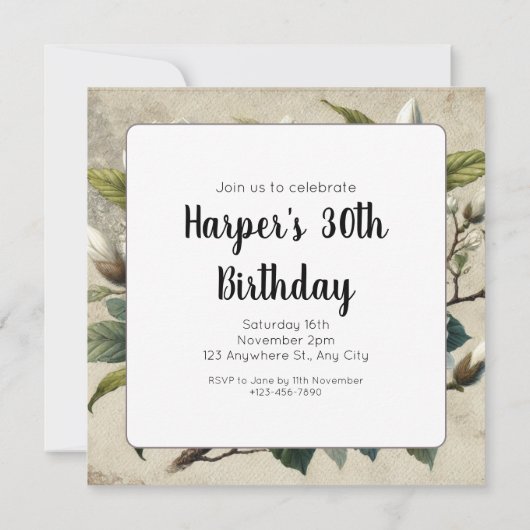 Witte Magnolia Botanisch (Achterkant)