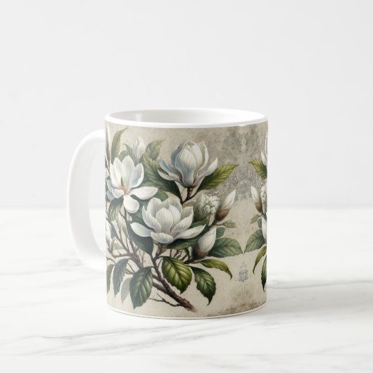  Witte Magnolia Botanisch Koffiemok (Voorkant links)