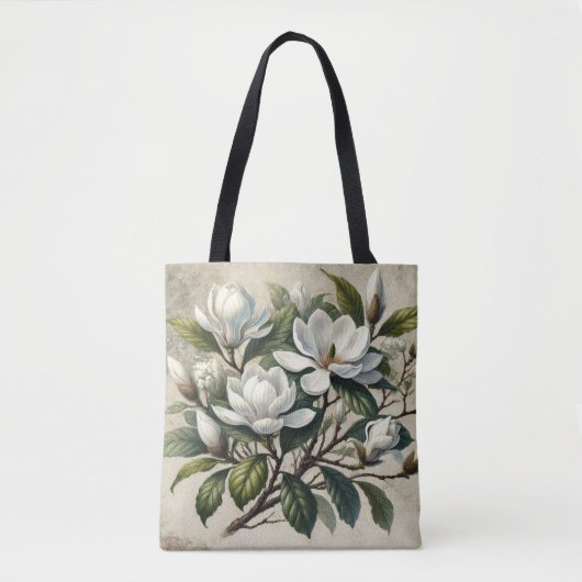  Witte Magnolia Botanisch Tote Bag (Voorkant)