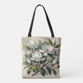  Witte Magnolia Botanisch Tote Bag (Achterkant)