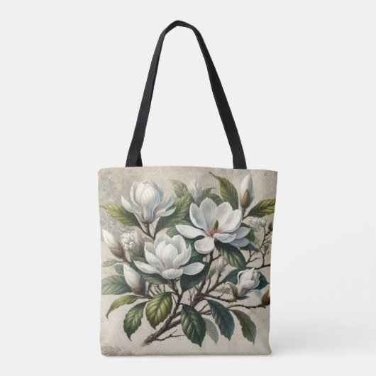 Witte Magnolia Botanisch Tote Bag (Achterkant)