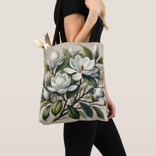  Witte Magnolia Botanisch Tote Bag (Dichtbij)