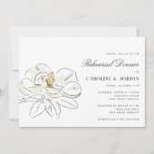 Witte Magnolia bruiloft repetitie diner Kaart (Voorkant)