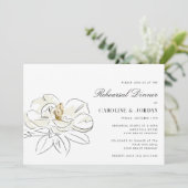 Witte Magnolia bruiloft repetitie diner Kaart (Staand voorkant)