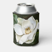 Witte Magnolia Close-up Groene achtergrond Blikjeskoeler (Blikje Achterkant)