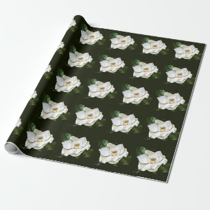 Witte Magnolia Close-up Groene achtergrond Cadeaupapier