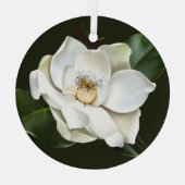 Witte Magnolia Close-up Groene achtergrond Glas Ornament (Achterkant)