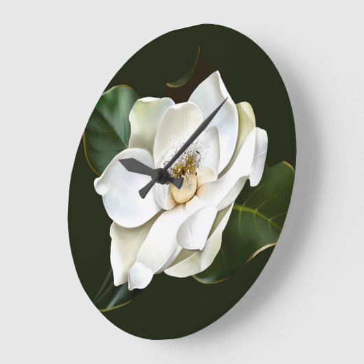 Witte Magnolia Close-up Groene achtergrond Grote Klok (Hoek)