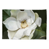 Witte Magnolia Close-up Groene achtergrond Kussensloop (Achterkant)