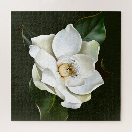 Witte Magnolia Close-up Groene achtergrond Legpuzzel (Horizontaal)