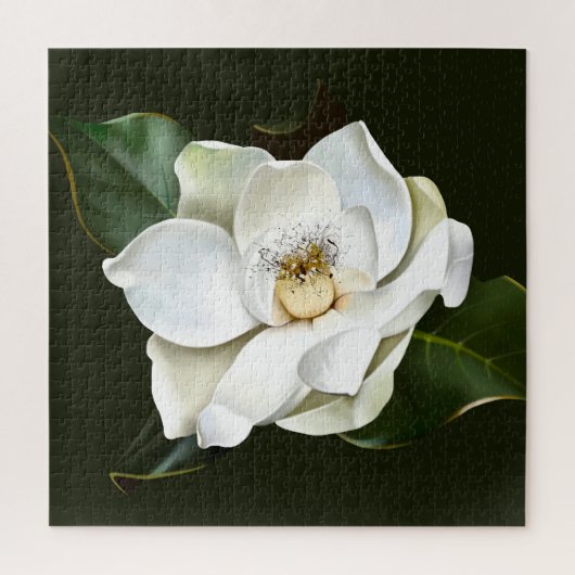 Witte Magnolia Close-up Groene achtergrond Legpuzzel (Verticaal)