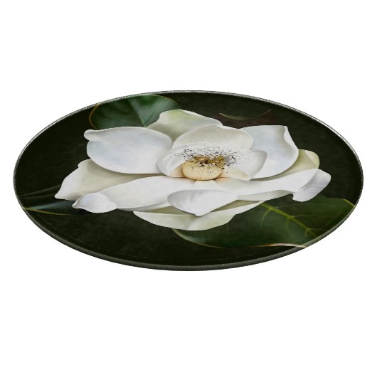 Witte Magnolia Close-up Groene achtergrond Snijplank (Hoek)