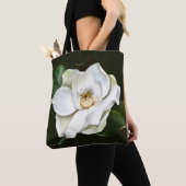Witte Magnolia Close-up Groene achtergrond Tote Bag (Dichtbij)