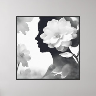 Witte Magnolia Dromen Moderne Zen Monochroom Canvas Afdruk