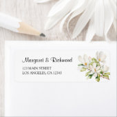 Witte Magnolia Elegant Wedding Retour Adres Etiket (Insitu)