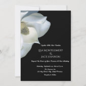 Witte Magnolia Elegant Zwart Wit Bloemen Bruiloft Kaart (Voorkant)