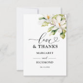 Witte Magnolia Elegante Bloemen Huwelijk Bedankt (Voorkant)