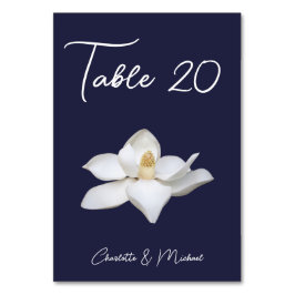Witte Magnolia Elegante Bloemen op Navy Wedding Kaart