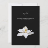 Witte Magnolia Elegante Bloemen Op Zwarte Huwelijk Kaart (Achterkant)