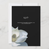 Witte Magnolia Elegante Bloemen op Zwarte Trouwjur Kaart (Achterkant)