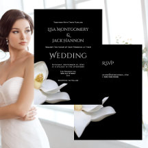 Witte Magnolia Elegante Bloemen op Zwarte Trouwjur