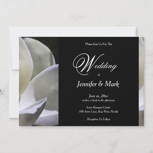 Witte Magnolia Elegante bruiloft Kaart (Voorkant)