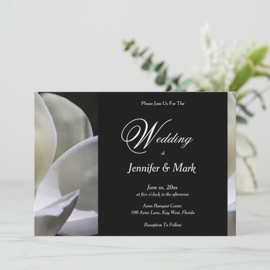 Witte Magnolia Elegante bruiloft Kaart (Staand voorkant)