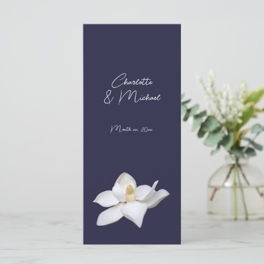 Witte Magnolia Elegante Flora Huwelijk op de Marin Menu (Staand voorkant)
