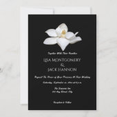 Witte Magnolia Elegante Huwelijk Zwart Wit Bloemen Kaart (Voorkant)