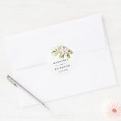 Witte Magnolia Elegante Waterverf Bloemenbruiloft Ronde Sticker (Envelop)